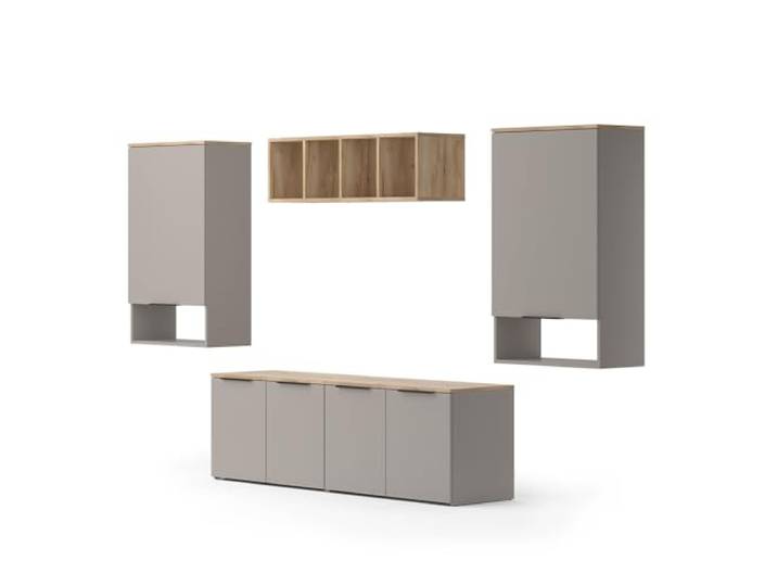 Vicco Wohnwand Wido Greige 5 Teile, kombinierbar mit weiteren Elementen der Wido Serie