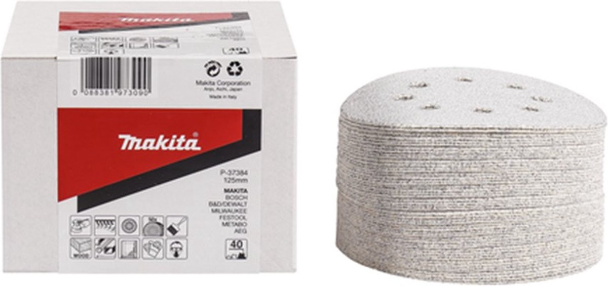 Makita K40 125mm Schuurschijf Wit Velcro (50 stuks) - P-37384
