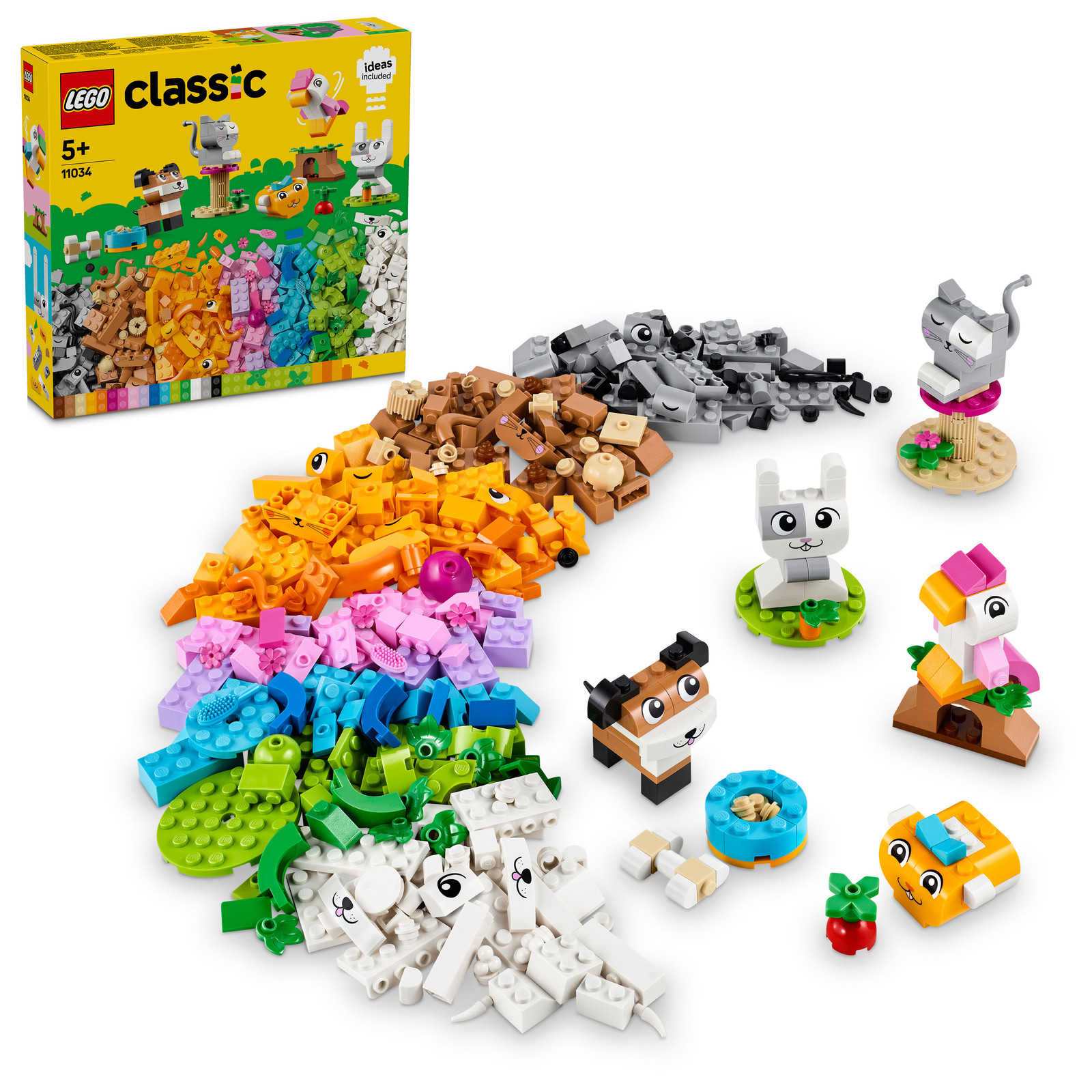 LEGO Classic Creatieve Dieren Bouwset met Kleurrijke Steentjes voor Kinderen vanaf 5 jaar, 11034