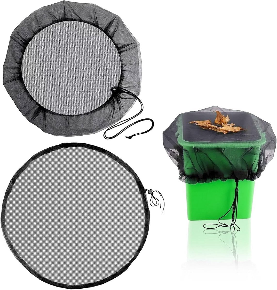 Regenton netafdekking 2 stuks - Verstelbaar beschermingsnet voor regenton 80 cm - Muggen- en vuilbescherming