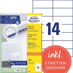 AVERY Zweckform Etiketten 3653 weiß 105,0 x 42,3 mm