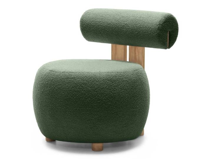 Dunkelgrüner Designer-Sessel HANNA, Eiche