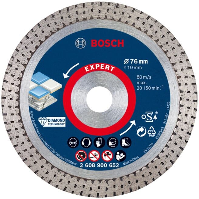 Disques de coupe BOSCH EXPERT en céramique dure diamantée ⌀76 mm (2608900652)