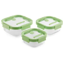 Lékué Vorratsdose 3er Set aus glas mit Silikondichtung, Vorratsbehälter, Grün