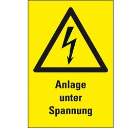 Schild I Warn-Kombischild Anlage unter Spannung, Kunststoff, 300x200mm