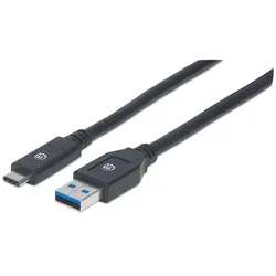 Manhattan USB 3.1 Typ C Gen1-Kabel, Typ C-Stecker auf Typ A-Stecker, 5 Gbit/s, 3 m, schwarz