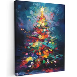 LEINWANDBILD Weihnachtsbaum - Weihnachten - Abstrakt - Farbenfroh Room Decor 30x40 cm
