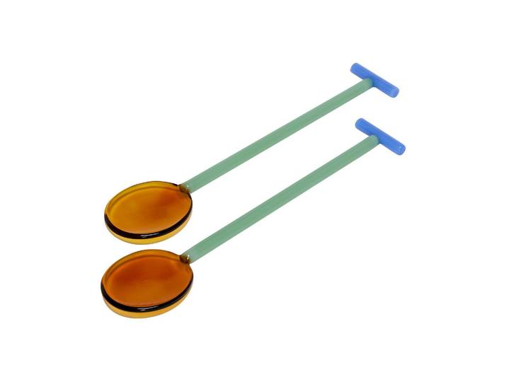 Couverts à salade en verre multicolore, lot de 2 - Hübsch, Crave