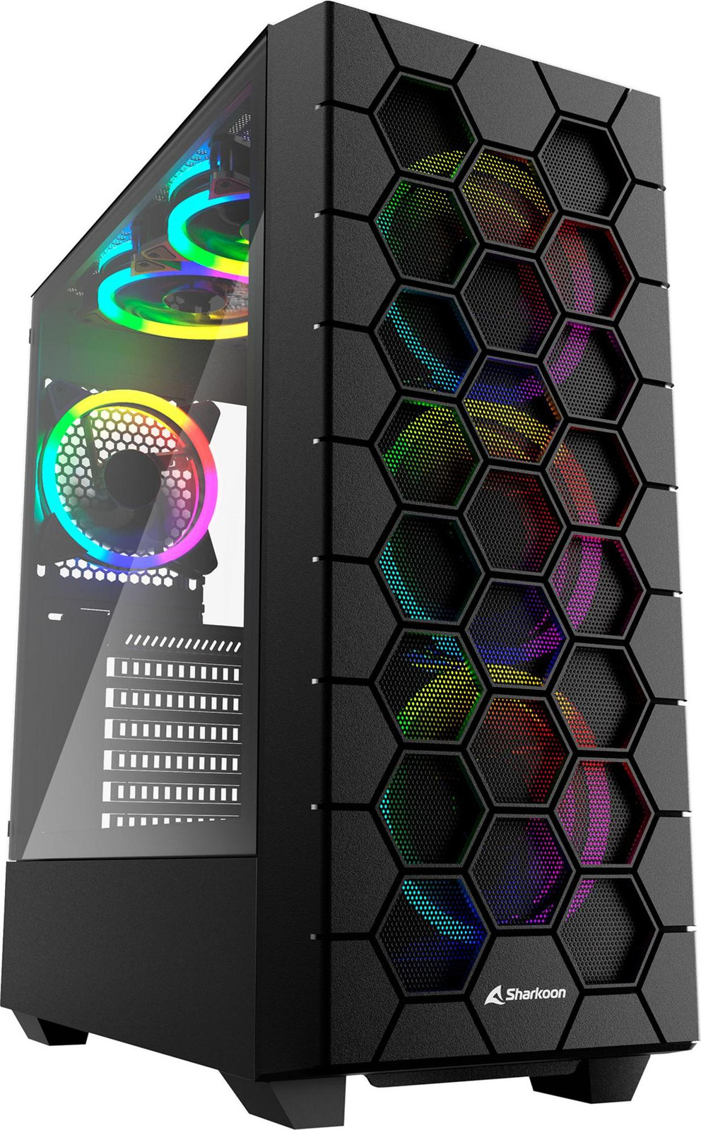 Sharkoon RGB HEX ATX Computerbehuizing met Glas, zwart