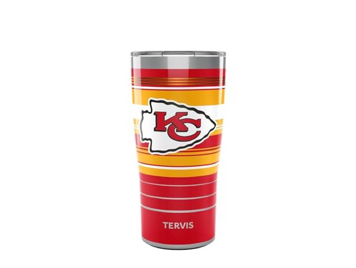 Tervis Traveler NFL Kansas City Chiefs – Hype Stripes dreifach isolierter Reisebecher hält Getränke kalt und heiß, 590 ml, Edelstahl