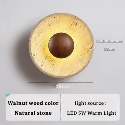 Friendly Fresh Finds Wabi Sabi Natural Stone LED Wall Lamp Wood Decor For Modern Interiors b wanult 5w warm White (2700 3500k)