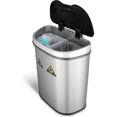 Rijoka Sensor Mülleimer 70L - mit 2x 35L Fächern - Edelstahl - Mülltrennung – Soft Close – Fingerabdruck frei – Modern Design