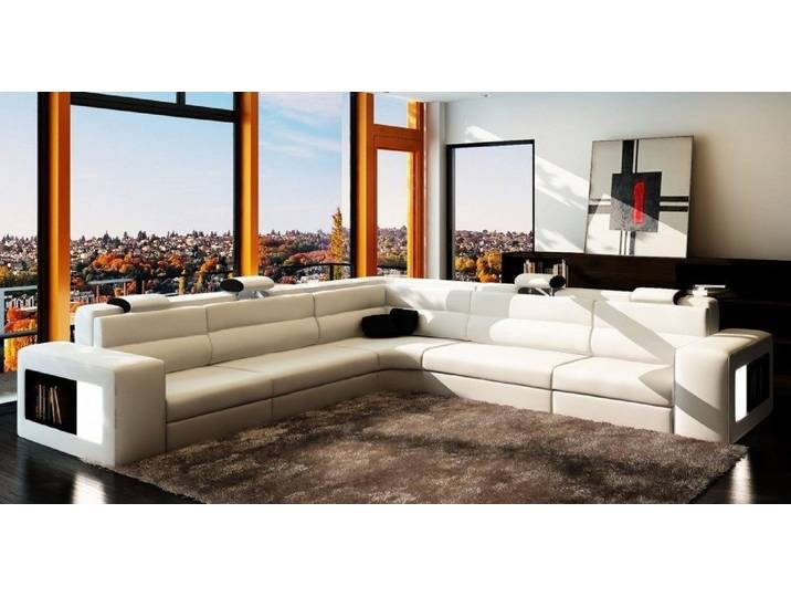 Xlmoebel Ecksofa Schwarzes Ledersofa mit großzügigem Platzangebot und modernem Design, Ecksofa, Hergestellt in Europa