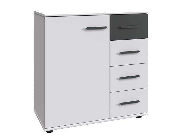 Commode Digit 81 x 83 x 41cm Blanc/Noir/Blanc/Graphite