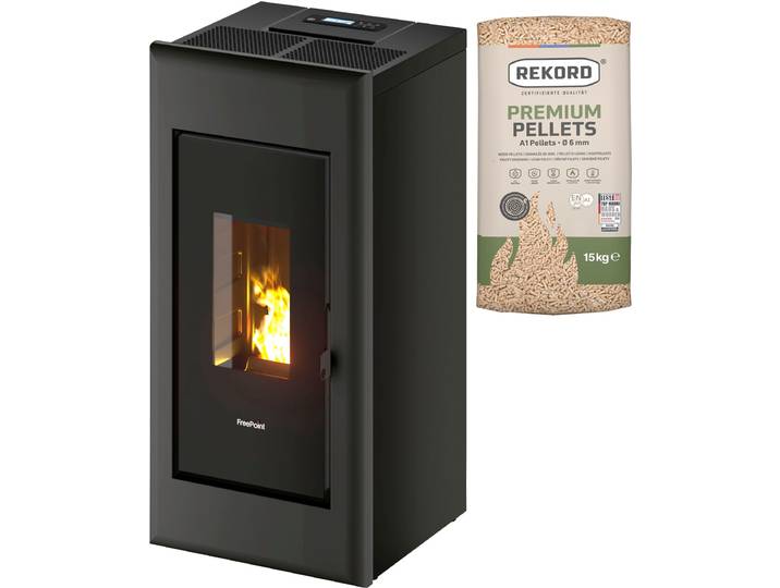 Pelletofen FREEPOINT One Airtight , grau (schwarz), Kaminöfen, Pelletofen, Topseller