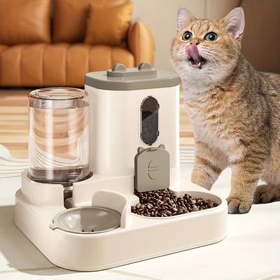 Friendly Fresh Finds Automatic Pet Feeder With Water Dispenser Large Capacity Dog & Cat Food Bowl gray