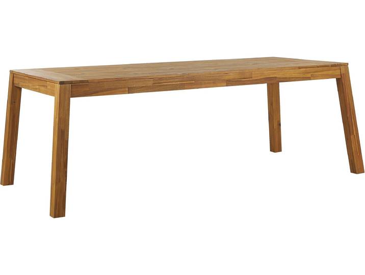 BELIANI Gartentisch Hellbraun Akazienholz rechteckig 210 x 90 cm Rustikaler Stil Terrasse Esszimmer Wohnzimmer Terrasse Möbel