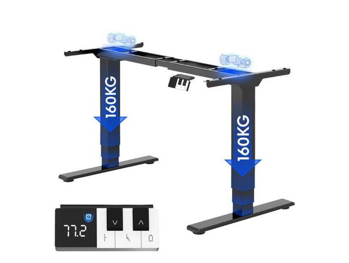 FlexiSpot Carde de Bureau Assis Debout Électrique Bureau Réglable Électrique avec Chargeur USB Organiseur de Câbles Noir