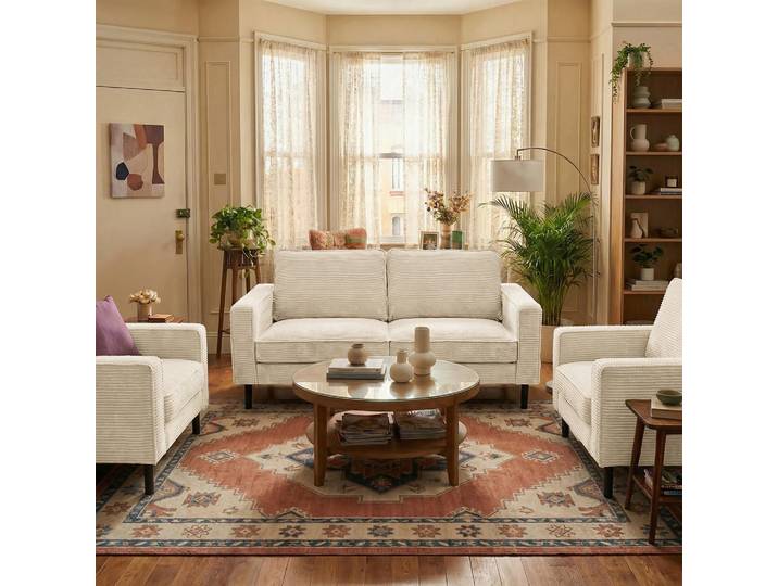 Livetastic 3-Sitzer-Sofa, Beige, Metall, 188x85x92 cm, Stoffauswahl, Hocker erhältlich, Rücken echt, Wohnzimmer, Sofas & Couches, Sofas, 3-Sitzer Sofas