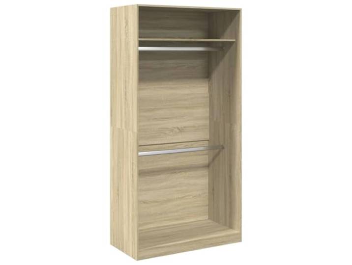 HNSMFPRE Kleiderschrank, Eiche Sonoma, 100 x 50 x 200 cm, Spanplatte 2 Fächer, Wandbefestigung im Lieferumfang enthalten, Aufbewahrung für Kleidung, Hüte, Handschuhe, minimalistisches Design
