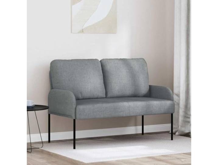 ZQQLVOO Sofa Mit Kissen 110cm Hellgrau Sperrholz Polyesterbezug, Metallunterstützung, Bullnose-Design, für Wohnzimmer