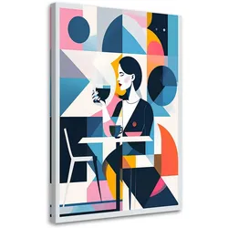 LEINWANDBILD Frau mit Kaffee im Bauhaus-Stil 40x60cm