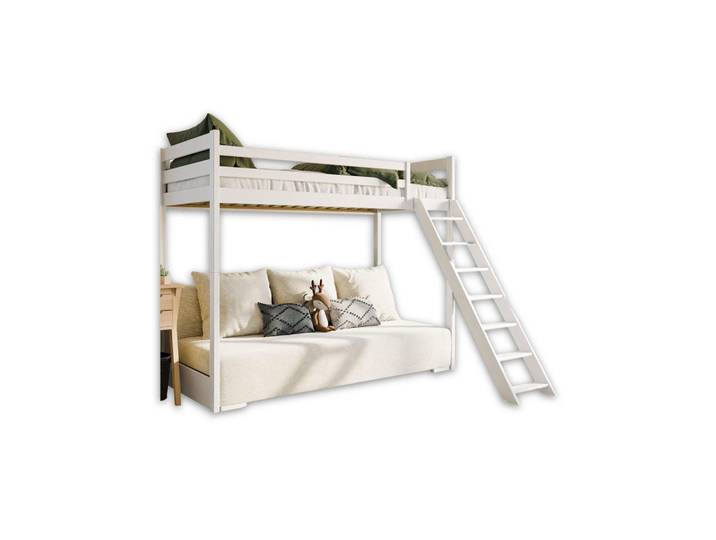 Deine Möbel 24 Etagenbett Sidney 90x200 in Weiß / Creme, Weiß, Creme, Holz, 90x200 cm, Babymöbel & Kindermöbel, Kinderzimmer & Jugendzimmer, Stockbetten