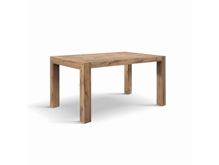 Table en bois, finition chêne rustique, dimensions : 140 x 90-220 x 90