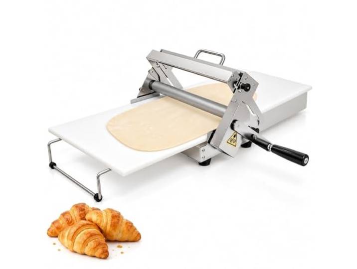 Manuelle Teigausrollmaschine aus Edelstahl, kommerzielle Gebäckpresse Nudelmaschine, zusammenklappbarer Roller, Croissants, Pizza, Bäckerei, Heimküche(103x58cm)