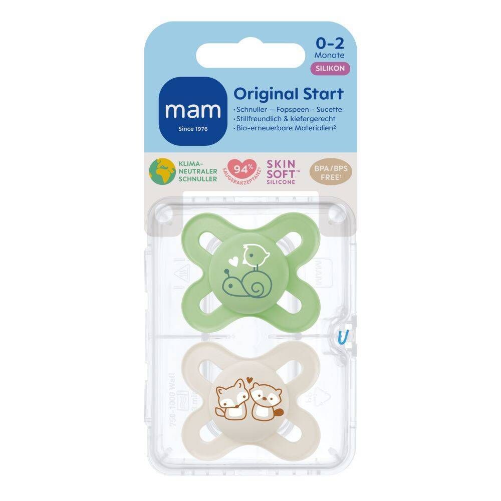 MAM Original Start Fopspeen Silicone Unisex 0-2 2 St Schnuller