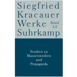 Kracauer:Werke,2/2 Massenmedien, Fachbücher von Siegfried Kracauer