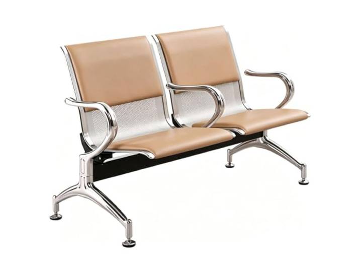 YPIOUREN Stuhl Esszimmer, Wartezimmer Stühle, Wartebank Weiches Sitzkissen, Belastbar Bis 100 Kg, Kratzfester Bodenschutz(Light brown)