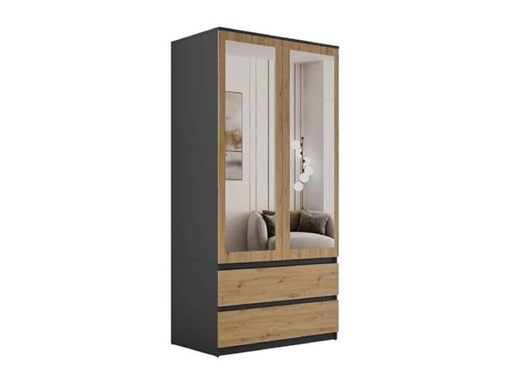Lookway Kleiderschrank HANA SS-90 Anthrazit/Eiche Artisan mit 2 Türen