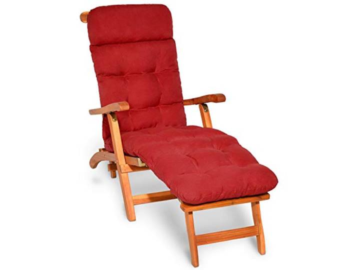 Beautissu Liegenauflage Deckchair Sonnenliegen Liegestuhl Gartenmöbel 200x50cm Rot 8cm dicke Polsterung Auflage Sonnenliege Liegestuhl Polster Gartenmöbel Schaumflockenfüllung Flair DC