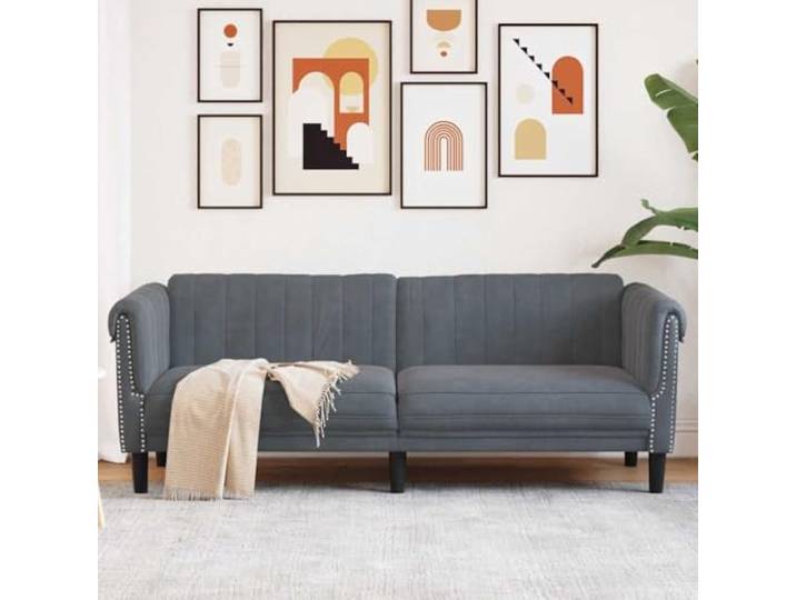 HEFZGDB Dunkelgraues Samt 3-Sitzer Sofa Modernes Design mit Weichem Stoff und Stabilen Stützbeinen für Wohnzimmer Komfortables Sitzgefühl durch Dicke Polsterung an Sitz Armlehnen
