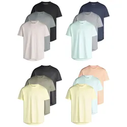 DENIMFY Tshirt Herren Regular Fit DFDiego 3er Set Pack - Pack 1 (Ash Beige, Ash Grey, Black) - M