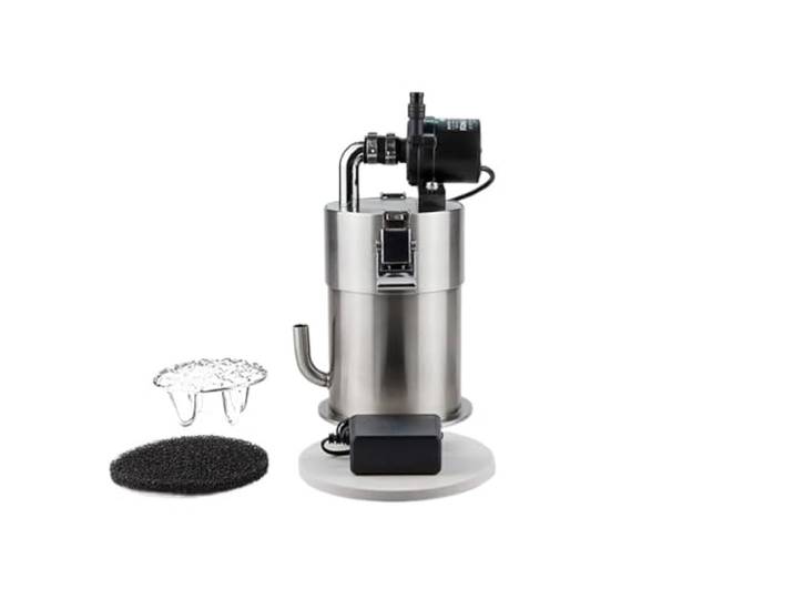 Aquarium Filter, Edelstahl Aquarium Kanister Filter mit Wasserpumpe Mini, Tischplatte, externes Fass (ES150mini)