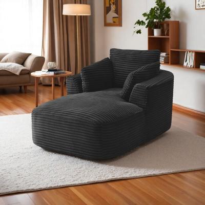 "45.3"" Corduroy Oversized Chaise Lounge Sofa Bed with No Assembly Required"