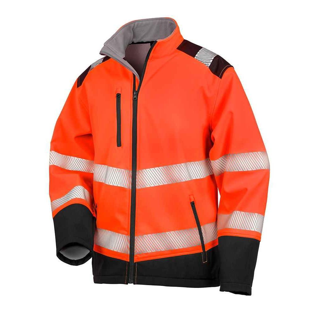SAFE-GUARD by Result - Softshelljacke für Herren - Sicherheit (Fluoreszierendes Orange/Schwarz)