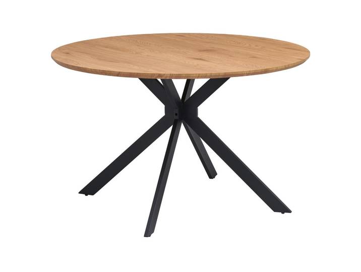 P & B Esstisch, Eichefarben, Metall, Holzwerkstoff, rund, Flachrohr, 120x76x120 cm, Esszimmer, Esstische, Esstische