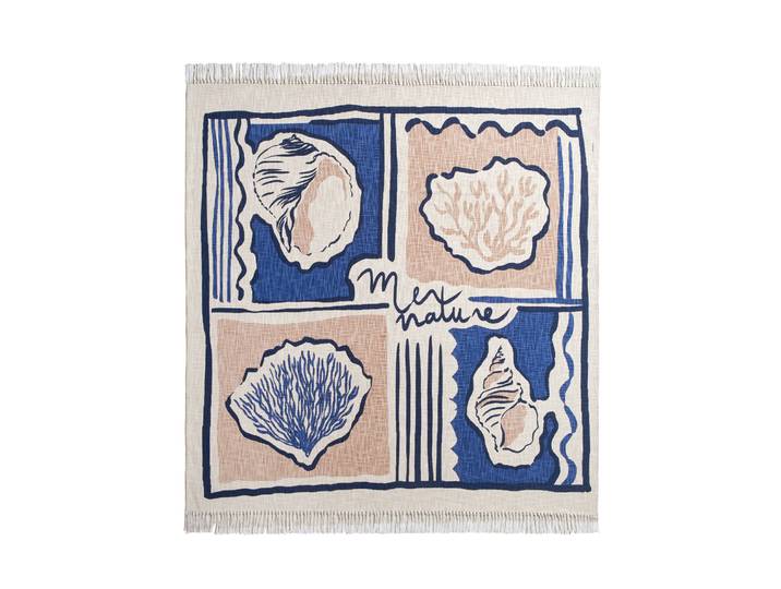 Plaid coton imprimé coquillages - Blancheporte