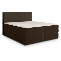 BOXSPRINGBETT MATERN 140x200 cm mit Matratze und Topper - Braun