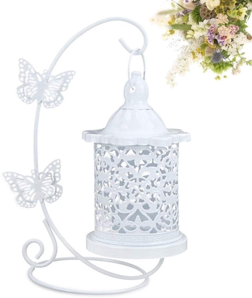 Dailygoody Kaarsenhouder Decoratieve Vogelkooi Wit voor Kaarsen en Decoratie