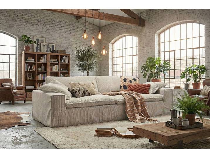KAWOLA Sofa NETTA, Sofa Couch Cord Bezug abziehbar, verschiedene Breiten und Farben