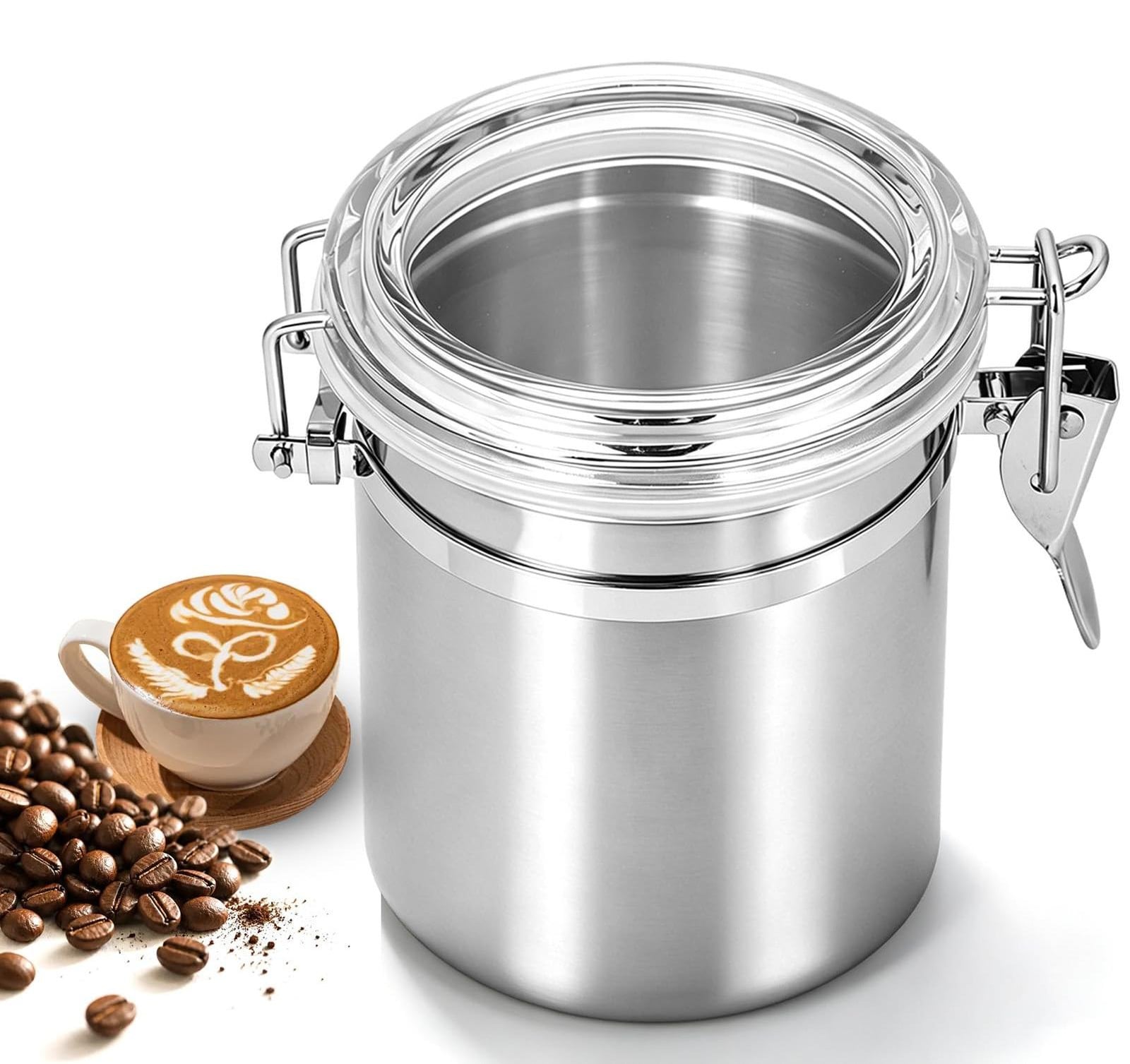 Dripio RVS koffiecontainer van 700 ml, luchtdicht met kalenderwiel