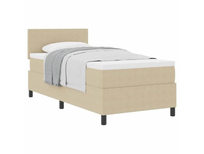 KTHLBRH Boxspringbett mit Kopfteil hellgrau und weiß 80 x 200 cm Gestell aus Holz, verstellbares Kopfteil, Taschenfederkernmatratze, langlebig