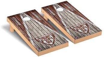Skip's Garage St. Bonaventure SBU Bonnies Weathered Cornhole Board Set
