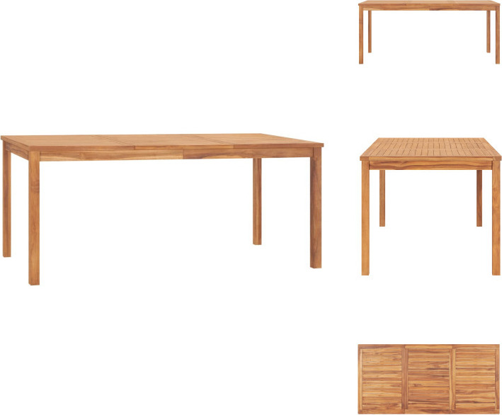 vidaXL Garten-Esstisch 180x90x77 cm Massivholz Teak - Gartentische