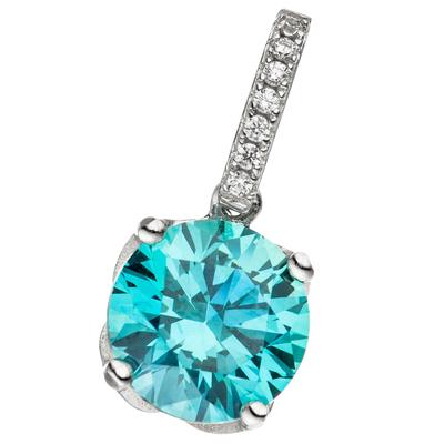 Kettenanhänger JOBO "Anhänger Silberanhänger türkis 16 mm", türkis, türkis, Schmuckanhänger, Damen, Silber 925 (Sterlingsilber), Kettenanhänger, 925 Silber rhodiniert mit 8 Zirkonia