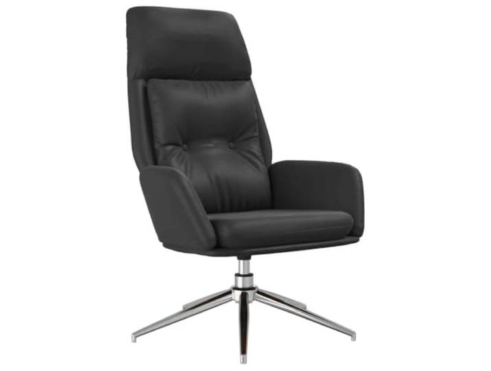 Relaxstuhl Schwarz, Leder,Drehbar 360 Grad Metallrahmen, stabile Konstruktion, Armlehnen, 360 Grad Drehung für Wohnzimmer und Büro